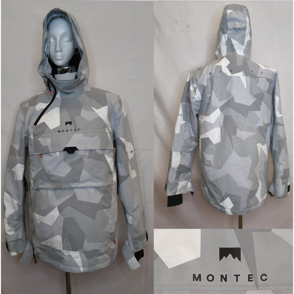 Montec Anorak Jacket Men's M White/Gray Camo Ski/Snowboard Hooded #W4874